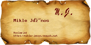 Mikle János névjegykártya